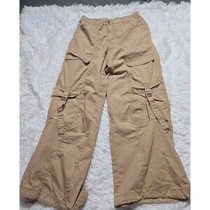 No Boundaries Khaki Wide-Leg Cotton Comfort Waist Cargo Pants Size Small 28x29